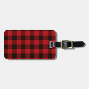 Classic red black plaid pattern luggage tag