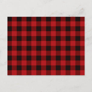 Classic red black plaid pattern postcard