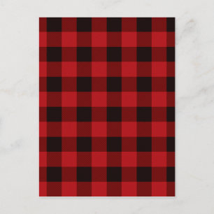 Classic red black plaid pattern postcard