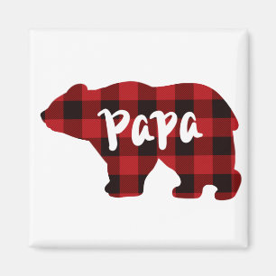 Classic red black plaid Poppy bear gift for Dad Magnet