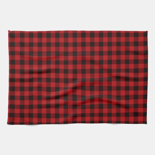 Classic red black plaid tea towel (Horizontal)
