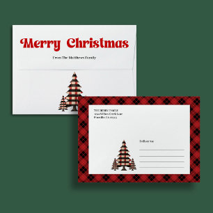 Classic red black tartan envelope Christmas tree