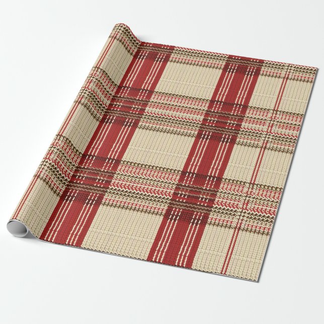 Classic Red & Black Tartan Plaid - Rustic Woven 2 Wrapping Paper (Unrolled)
