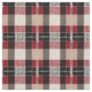 Classic Red & Black Tartan Plaid - Rustic Woven Fabric