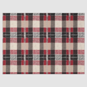 Classic Red & Black Tartan Plaid - Rustic Woven Tissue Paper
