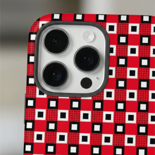 Classic red black & white chequered pattern iPhone 16 pro max case