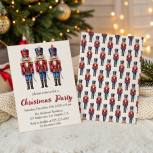 Classic Red & Blue Nutcracker Christmas Party   Invitation