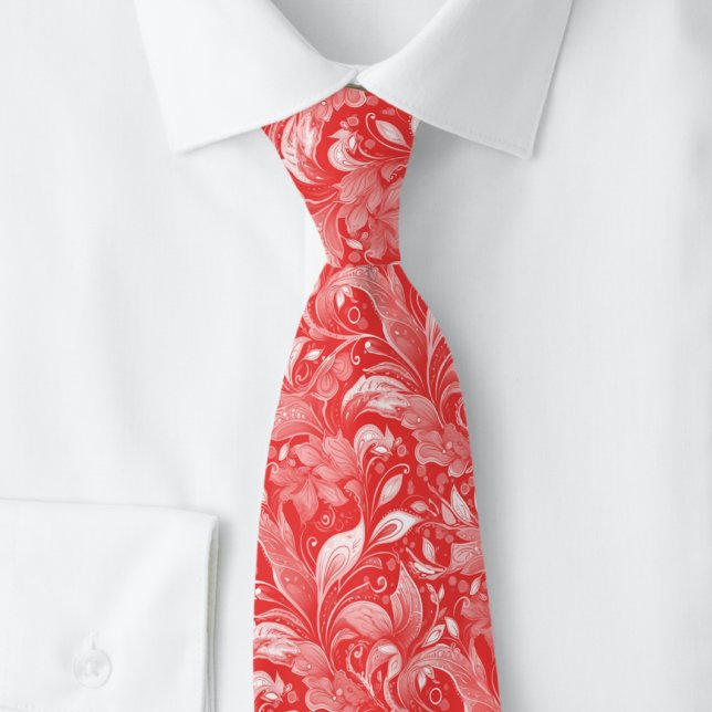 Classic Red Botanical Batik Tie (Creator Uploaded)