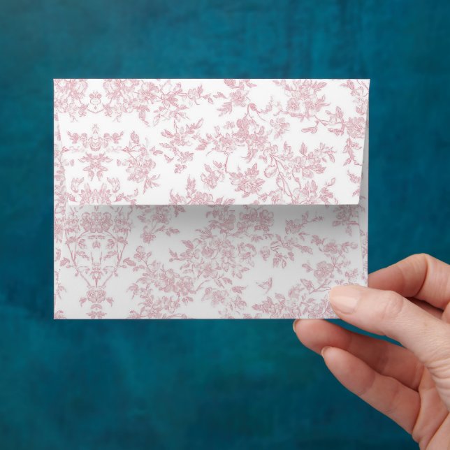 Classic Red Botanical Toile Envelope (Hand)