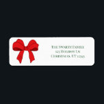 Classic Red Bow Christmas Return Address Labels<br><div class="desc">Complete your holiday mailing suite with these matching Classic Red Bow Christmas Return Address Labels. Featuring a festive,  bold red bow and elegant green text,  these labels perfectly coordinate with the Ornament Photo Holiday Card. A quick and easy way to add a sophisticated,  traditional finish to your Christmas envelopes.</div>