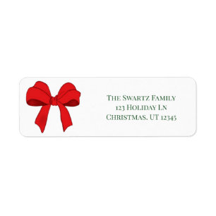 Classic Red Bow Christmas Return Address Labels