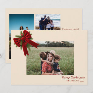 Classic Red Bow Family Christmas Photo Holiday Card