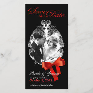 Classic Red Bow Save the Day Photo Card