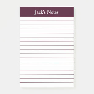 Classic Red Brown Lined Personalised Post-it Notes