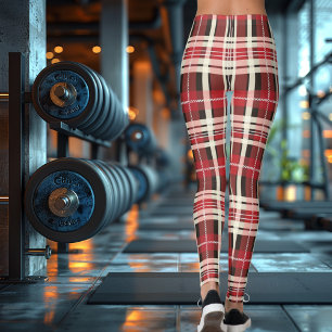 Classic Red Campbell Clan Tartan Plaid Design Leggings