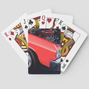 Classic Red Car Engine Playing Cards