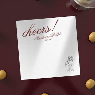Classic Red Cheers Elegant Personalised Wedding Napkin