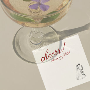 Classic Red Cheers Elegant Personalised Wedding Napkin