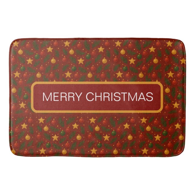 Classic Red Christmas Bath Mat – Festive Holiday  (Front)