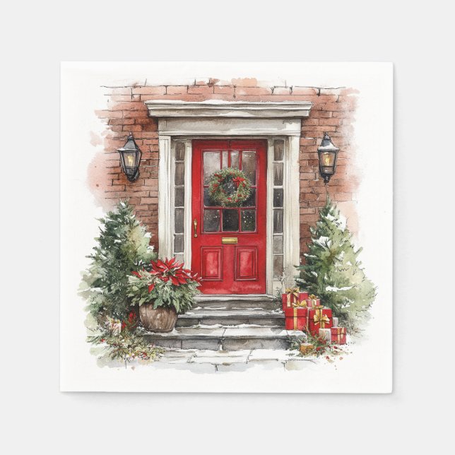 Classic Red Christmas Door Decor Napkins (Front)
