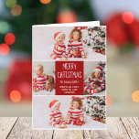 Classic Red Christmas Family Photo Collage Folded Holiday Card<br><div class="desc">This cute,  modern folded Merry Christmas card features a classy layout of 5 couple photos on a beautiful red background with white typography. This beautiful family photo holiday card features your own photograph collage surrounding your message and family name.</div>