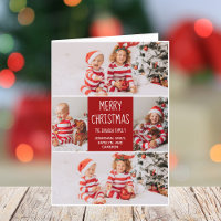 Classic Red Christmas Family Photo Collage Folded
