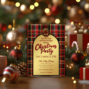Classic Red Christmas Tartan Holiday Party Invitation