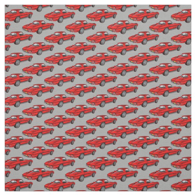 Classic Red Corvette Design Fabric (Swatch)