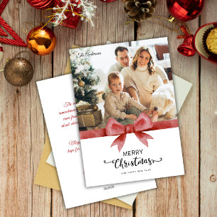 Classic Red Custom Photo & Message Christmas Holiday Card