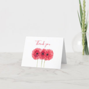 Classic Red Dahlia Floral Wedding Thank you Card