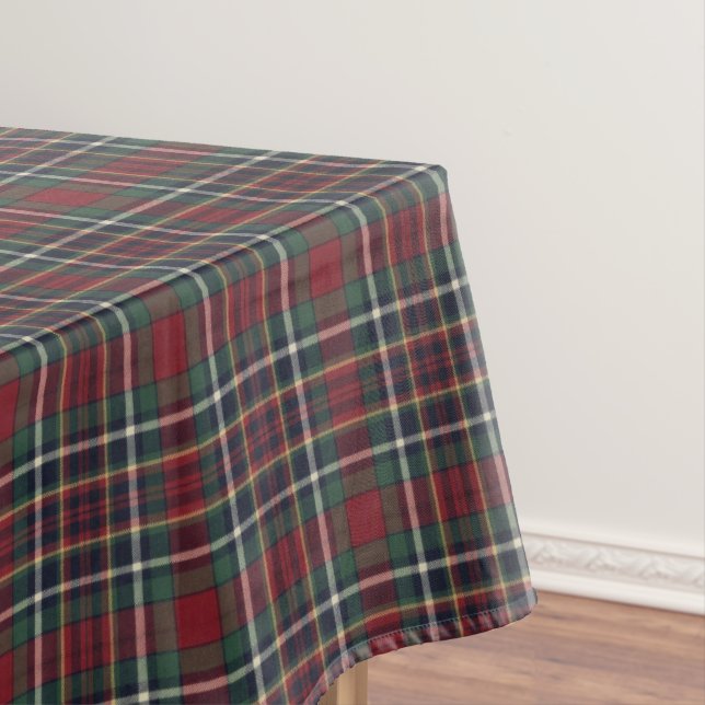 Classic Red Dark Blue Green Plaid Pattern Tablecloth (In Situ)