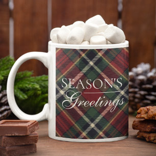 Classic Red Dark Blue Green Plaid Pattern Two-Tone Coffee Mug