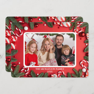 Classic Red Family Christmas Photo Card