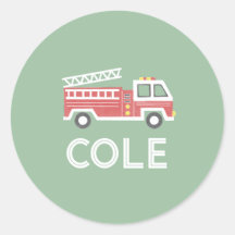 Classic Red Firetruck Custom Firefighter Label