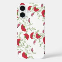 Classic Red Floral & Paisley Pattern iPhone Case