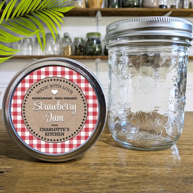Classic Red Gingham Canning Jar Label (Creator Uploaded)