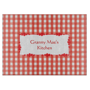 Classic Red Gingham Check Pattern Cutting Board