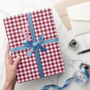 Classic Red Gingham Check Pattern Wrapping Paper