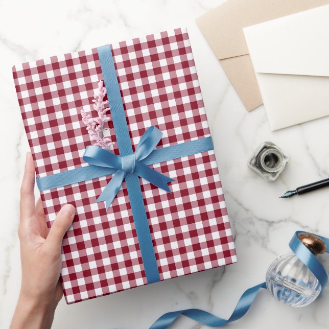 Classic Red Gingham Check Pattern  Wrapping Paper (Gifting)