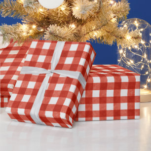 Classic Red Gingham Plaid Christmas Wrapping Paper