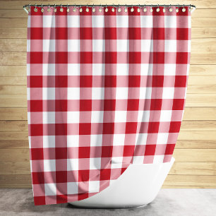 Classic Red Gingham Plaid Shower Curtain