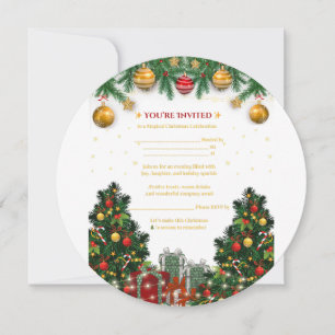  Classic Red & Gold Christmas Party Invitation