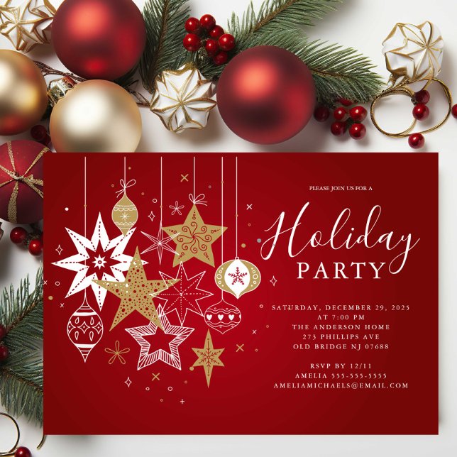 Classic Red & Gold Holiday Party Invitation (Creator Uploaded)