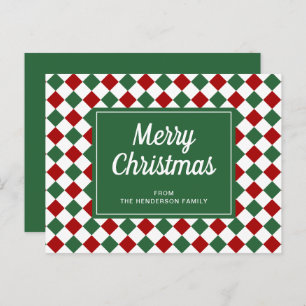 Classic Red Green Checks Pattern Christmas Postcard