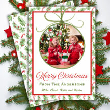 Classic Red & Green Christmas Ornament Photo