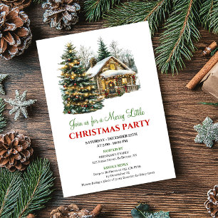 Classic Red Green Christmas Scene Invitation Card