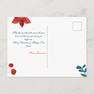 Classic Red & Green Floral Christmas Holiday Postcard