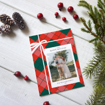 Classic Red & Green Plaid Family Photo