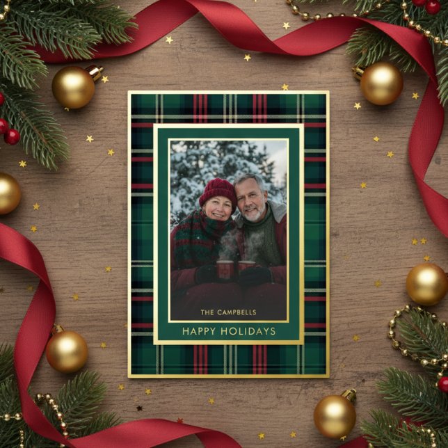 Classic Red Green Plaid Happy Holidays Photo (Creator Uploaded)