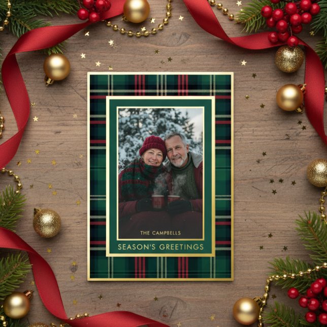 Classic Red Green Plaid Season's Greetings Photo (Creator Uploaded)